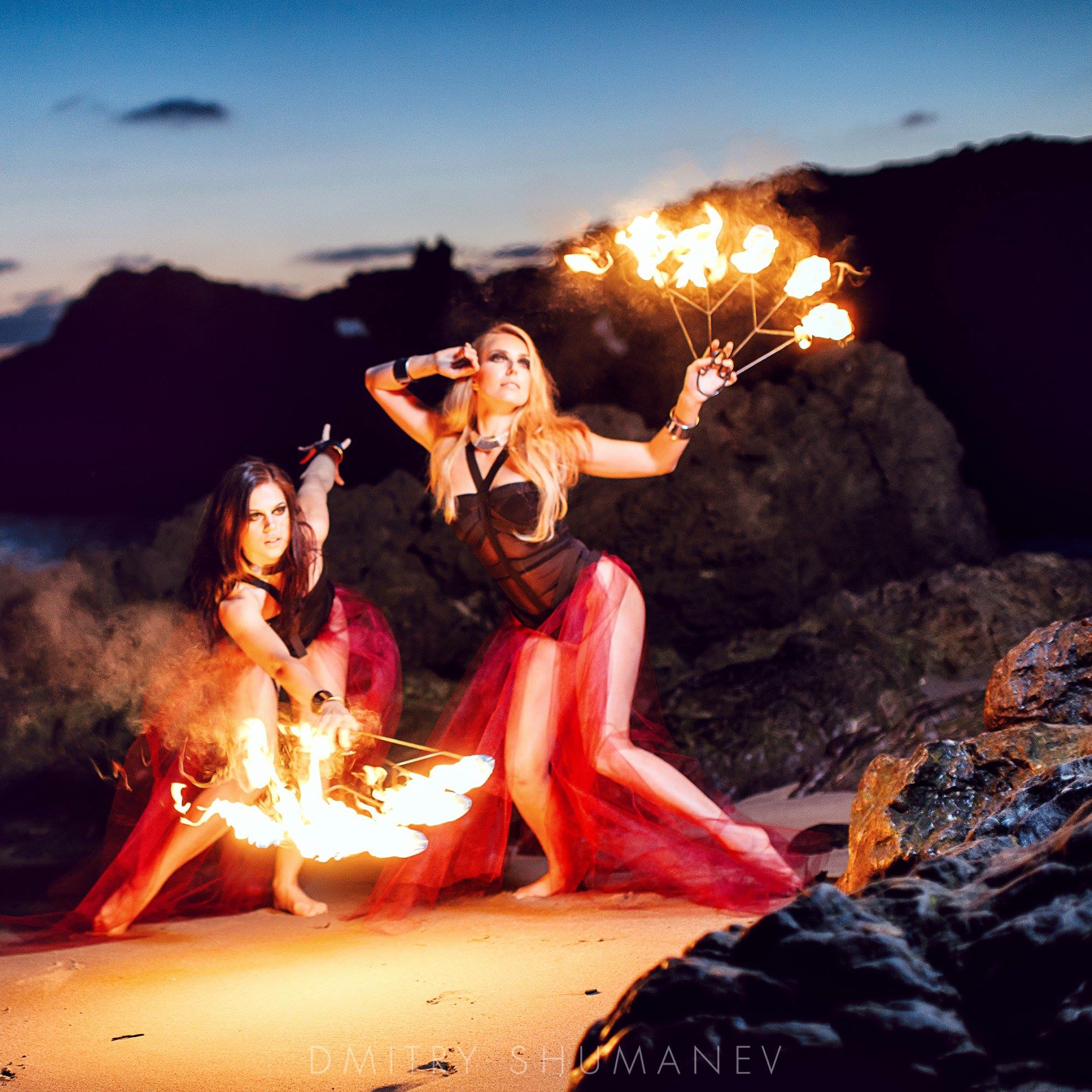 Fire show on the beach
